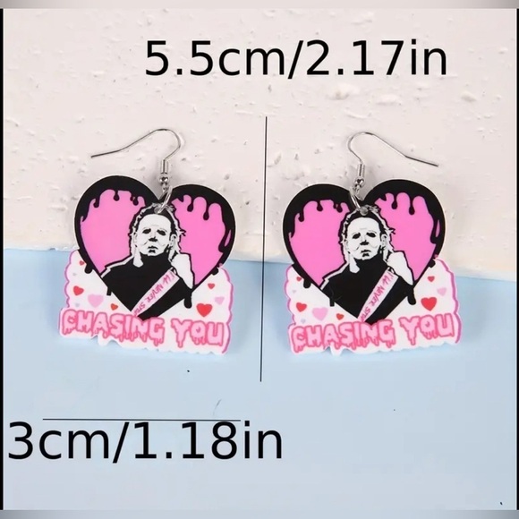 New! Michael Myers Halloween Chasing You Earrings - Picture 2 of 5